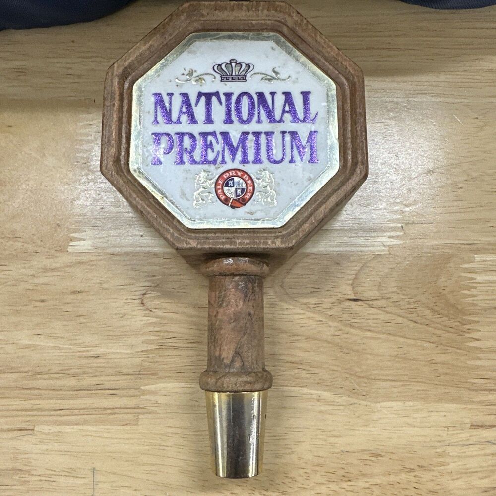 Vintage National Premium Wooden Bar Tap Beer Advertising Handle